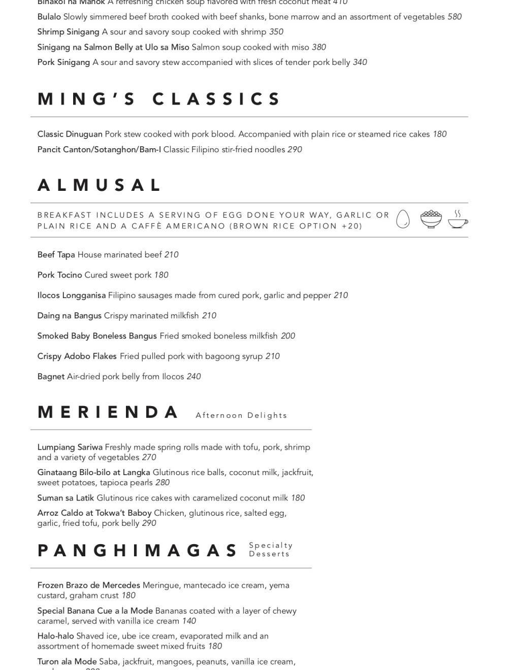 ming garden menu